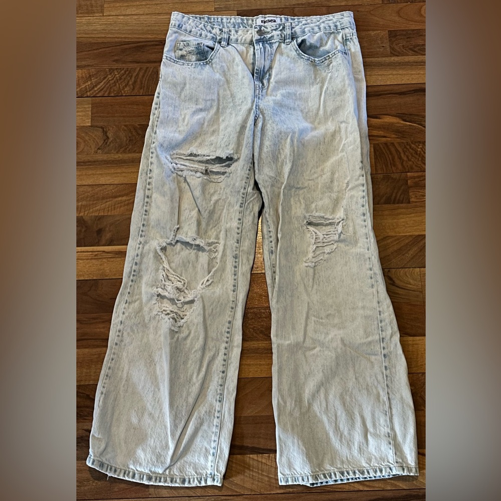 RSQ Light Blue Distressed Flare Jeans